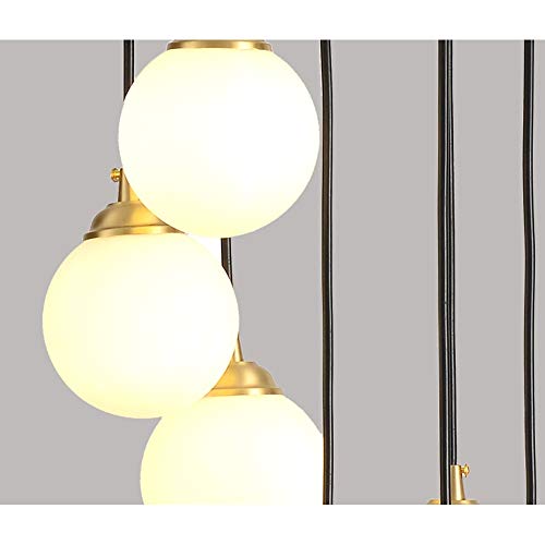 AOLEYE Chandelier-Stairs Long Chandelier, Nordic Villa Modern Minimalist Creative Lighting, Rotating Duplex Chandelier, G9 Light Source*7, W.350mm H.1200mm D.350mm