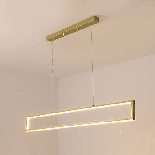 AOLEYE Minimalist Metal Strip Chandelier Home LED Pendent Lamp Nordic Office Decor Suspended Light Fixture Modern Kitchen Dining Room Adjustable Ceiling Hanging Light 39.4in