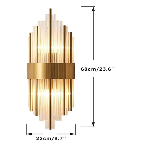 XIAOJIALIN 2pack 12W LED Modern Crystal Wall Lamp Metal Art Deco Chrome Sconce Wall Light European Luxury Style Dimmable for Living Room Bathroom Home Indoor Decoration (Color : Neutral Light)