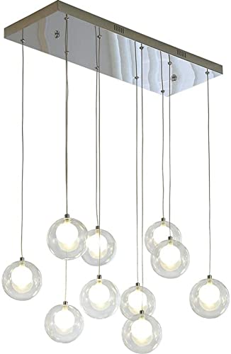 TAXXII 10 Lights Creative Bubble Balls Restaurant Pendant Light Duplex Staircase Home Luxury Chandelier Ceiling Light Minimalist Home Luxury Chandelier for Living Room Nordic Art Personal