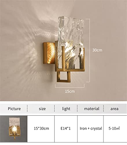 TEmkin Gold Crystal Wall Lamp Led Light For Living Room Background Bathroom Indoor Light Fixtures Home (Color : Clear, Size : Cold light) (Clear Cold light)
