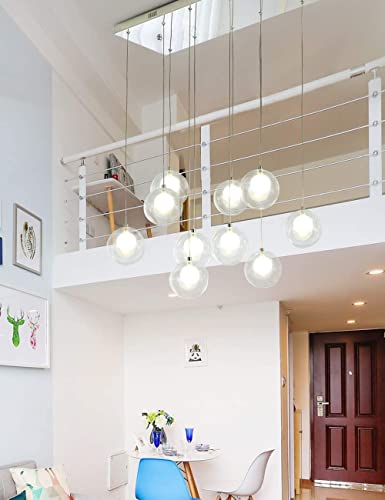 TAXXII 10 Lights Creative Bubble Balls Restaurant Pendant Light Duplex Staircase Home Luxury Chandelier Ceiling Light Minimalist Home Luxury Chandelier for Living Room Nordic Art Personal