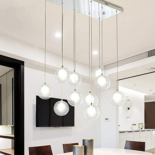TAXXII 10 Lights Creative Bubble Balls Restaurant Pendant Light Duplex Staircase Home Luxury Chandelier Ceiling Light Minimalist Home Luxury Chandelier for Living Room Nordic Art Personal