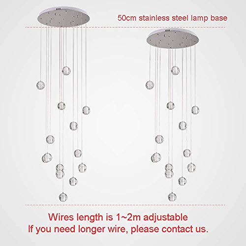 AAOTE Staircase Chandeliers 14 Glass Balls Multi Lights Living Room Pendant Light Glass Bubbles Villa Ceiling Lamp Duplex Apartment Spiral Stairs Long Chandelier,50X200cm,Included Light Bulbs