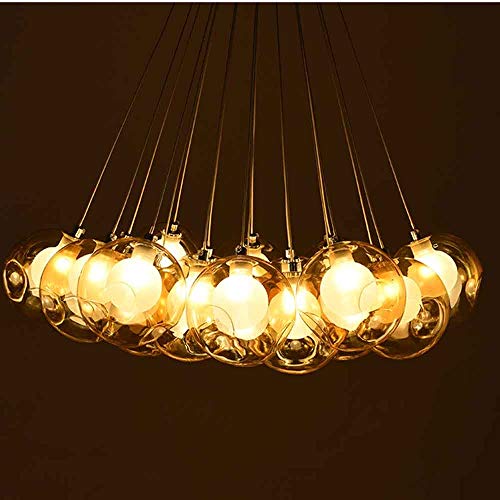15 Balls Modern Bubble Ceiling Lamp Chandelier Modern Minimalist Personality Creative Glass Ball Bedroom Living Room Clothing Store Long Chandelier (Color : Champagne Gold)