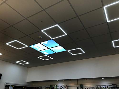 Sky Ceiling Light Box with Remote, Dimmable with Remote LED Light Cool Ultra Thin Panel, 4 Pcs of 60X60Cms / 600x600mm Sky, Mimics Natural Light for Office and Home (3D, 40W, 1500 Lumens)
