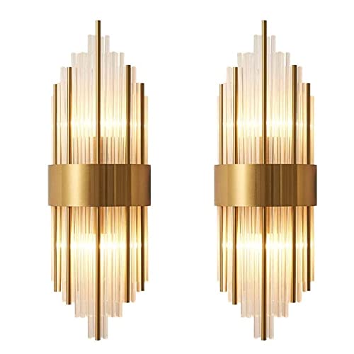XIAOJIALIN 2pack 12W LED Modern Crystal Wall Lamp Metal Art Deco Chrome Sconce Wall Light European Luxury Style Dimmable for Living Room Bathroom Home Indoor Decoration (Color : Neutral Light)