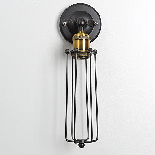 Two Packs Industrial Vintage Wall Light Tube Bulbs Rustic Adjustable Angle Wire Metal Cage Wall Lamp Sconces Retro Indoor Lighting Fixture Fit for Hallway Corridor Bedside