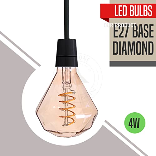 Diamond Vintage Edison LED Light Bulb 4W, E27 Screw Bulb Retro Old Fashioned LED Filament Glass Antique Lamp Makes Beautiful Design (Diamond)
