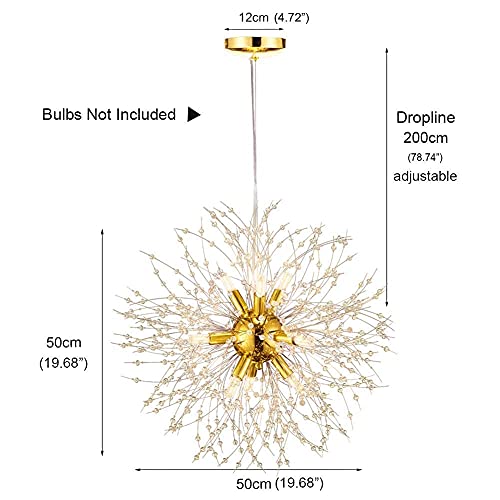 Vikaey Modern Crystal Chandelier, 9-Light Living Room Chandelier, Chandeliers Ceiling Light for Bedroom Kitchen Office (Gold)