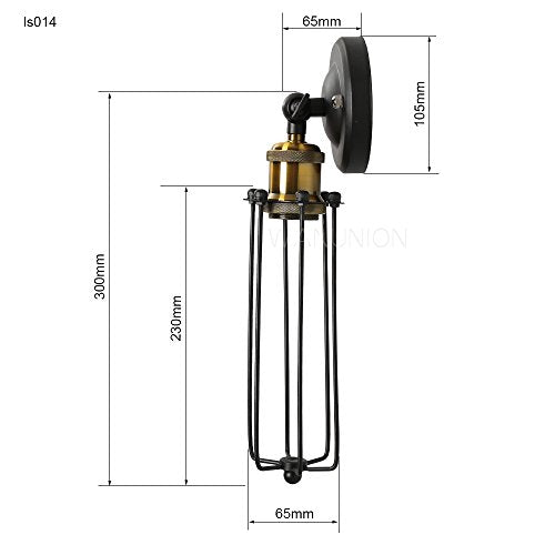 Two Packs Industrial Vintage Wall Light Tube Bulbs Rustic Adjustable Angle Wire Metal Cage Wall Lamp Sconces Retro Indoor Lighting Fixture Fit for Hallway Corridor Bedside