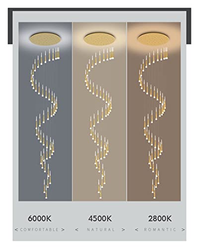 Ceiling Chandelier Lamp, LED Modern Chandelier Lamp, Pendant Chandelier Compatible with Ladder Lighting Compatible with Stairs Modern Simple LOFT Stairwell Villa Lustre Home Decor Loft,Modern LED Chan