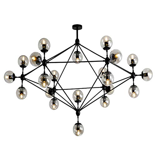 TAXXII Black Magic Bean Molecular Pendant Light E27 Modern Industrial Chandelier Creative Clothing Shop Ceiling Light Restaurant Bubble Ceiling Light Fixture-Black 10 head (Black 21 head)