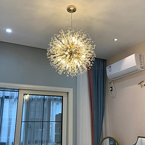 Swinkz 45/50/55/60cm Wide Crystal Pendant Light Anti-Glare LED Dandelion Chandelier Modern Style Ceiling Hanging Light in Chrome for Dining Room Reception Cafe Clothes Stores(Size:45cm)
