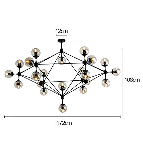 TAXXII Black Magic Bean Molecular Pendant Light E27 Modern Industrial Chandelier Creative Clothing Shop Ceiling Light Restaurant Bubble Ceiling Light Fixture-Black 10 head (Black 21 head)