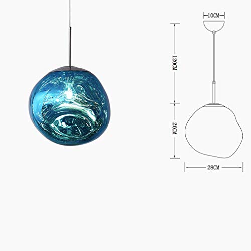 HXCD 1 x E27 lava glass pendant light, postmodernism melting glass chandeliers Melt Glass pendant lamp Irregular Design pendant lamp for living room bedroom restaurant dining room Home,Blue,28CM