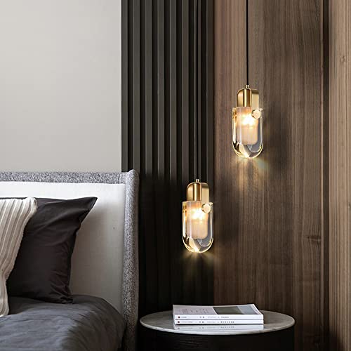 AAOTE Ceiling Pendant Lights, Postmodern Luxury Small Chandelier Minimalist Bedroom Bedside LED Crystal Long Line Hanging Lamp Dining Room Bar Counter Droplight