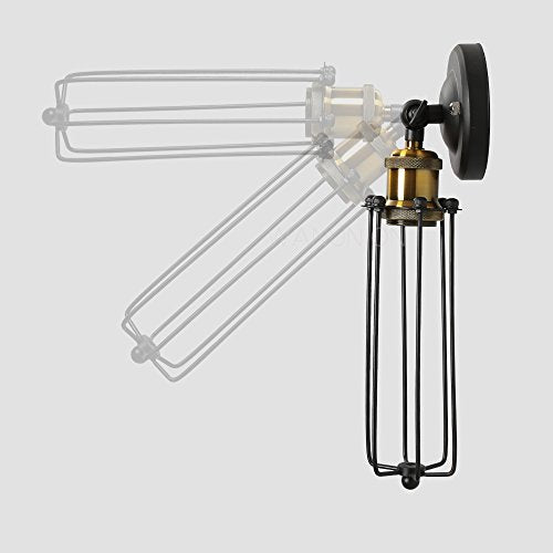 Two Packs Industrial Vintage Wall Light Tube Bulbs Rustic Adjustable Angle Wire Metal Cage Wall Lamp Sconces Retro Indoor Lighting Fixture Fit for Hallway Corridor Bedside