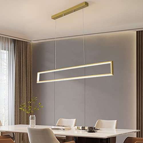 AOLEYE Minimalist Metal Strip Chandelier Home LED Pendent Lamp Nordic Office Decor Suspended Light Fixture Modern Kitchen Dining Room Adjustable Ceiling Hanging Light 39.4in