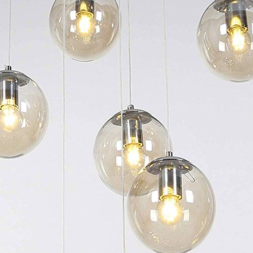 AAOTE Staircase Chandeliers 10 Glass Balls Multi Lights Modern Creative Living Room Pendant Light Glass Bubbles Villa Ceiling Lamp Duplex Apartment Spiral Stairs Long Chandelier, 45X200cm