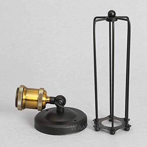 Two Packs Industrial Vintage Wall Light Tube Bulbs Rustic Adjustable Angle Wire Metal Cage Wall Lamp Sconces Retro Indoor Lighting Fixture Fit for Hallway Corridor Bedside