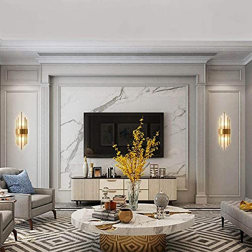 XIAOJIALIN 2pack 12W LED Modern Crystal Wall Lamp Metal Art Deco Chrome Sconce Wall Light European Luxury Style Dimmable for Living Room Bathroom Home Indoor Decoration (Color : Neutral Light)