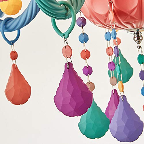 ZenithBeam Colorful Crystal Hanging Chandelier Light Fixture 6 Lights European Girls Room Pendant Ceiling Lighting Candle Chandelier for Girls Bedroom Living Room Dining Room Coffee Shop (Style A)