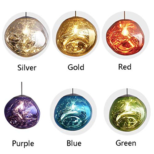 HXCD 1 x E27 lava glass pendant light, postmodernism melting glass chandeliers Melt Glass pendant lamp Irregular Design pendant lamp for living room bedroom restaurant dining room Home,Blue,28CM