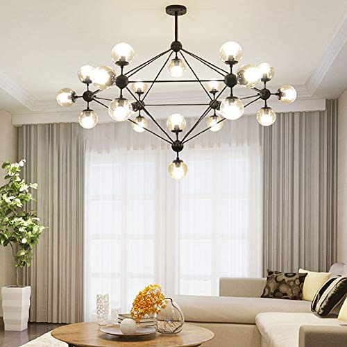 TAXXII Black Magic Bean Molecular Pendant Light E27 Modern Industrial Chandelier Creative Clothing Shop Ceiling Light Restaurant Bubble Ceiling Light Fixture-Black 10 head (Black 21 head)