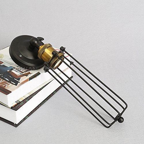 Two Packs Industrial Vintage Wall Light Tube Bulbs Rustic Adjustable Angle Wire Metal Cage Wall Lamp Sconces Retro Indoor Lighting Fixture Fit for Hallway Corridor Bedside