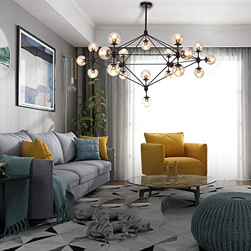 TAXXII Black Magic Bean Molecular Pendant Light E27 Modern Industrial Chandelier Creative Clothing Shop Ceiling Light Restaurant Bubble Ceiling Light Fixture-Black 10 head (Black 21 head)