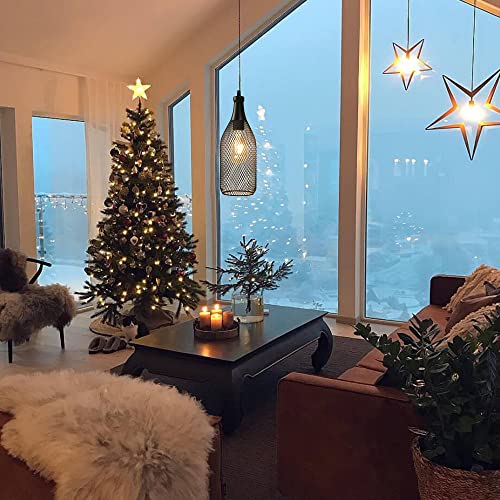 JHY DESIGN Pendant Lamp Battery Powered with 6-Hour Timer, Decorative Hanging Lamp Metal Cage Industrial Retro Light Battery Lamp for Bar Home Bedroom Coffee Hallway Pathway Balcony Xmas Gift