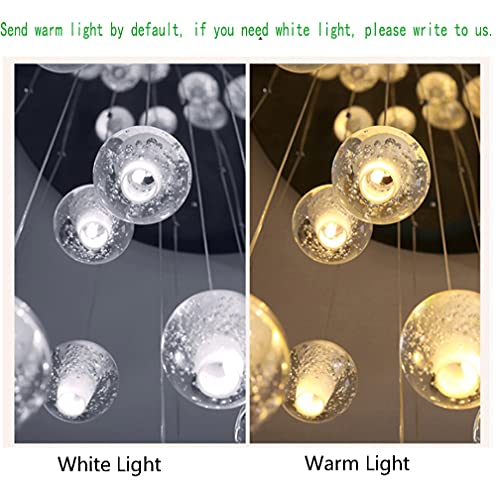 AAOTE Staircase Chandeliers 14 Glass Balls Multi Lights Living Room Pendant Light Glass Bubbles Villa Ceiling Lamp Duplex Apartment Spiral Stairs Long Chandelier,50X200cm,Included Light Bulbs