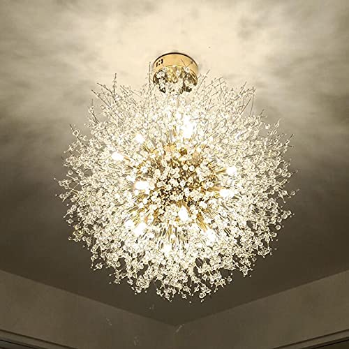 Swinkz 45/50/55/60cm Wide Crystal Pendant Light Anti-Glare LED Dandelion Chandelier Modern Style Ceiling Hanging Light in Chrome for Dining Room Reception Cafe Clothes Stores(Size:45cm)
