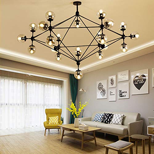 TAXXII Black Magic Bean Molecular Pendant Light E27 Modern Industrial Chandelier Creative Clothing Shop Ceiling Light Restaurant Bubble Ceiling Light Fixture-Black 10 head (Black 21 head)
