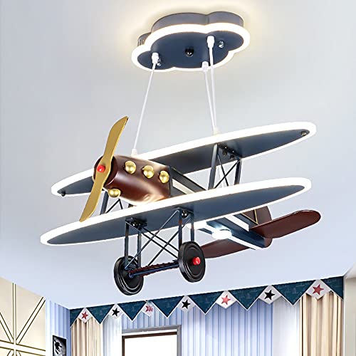 ITOSUI Boys Room Chandelier Airplane Art Deco Pendant Light Creative Cartoon Eye Protection Ceiling Light Blue LED Suspended Light for Amusement Park Kids Room Bedroom Children's Room
