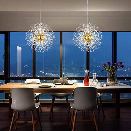 Vikaey Modern Crystal Chandelier, 9-Light Living Room Chandelier, Chandeliers Ceiling Light for Bedroom Kitchen Office (Gold)