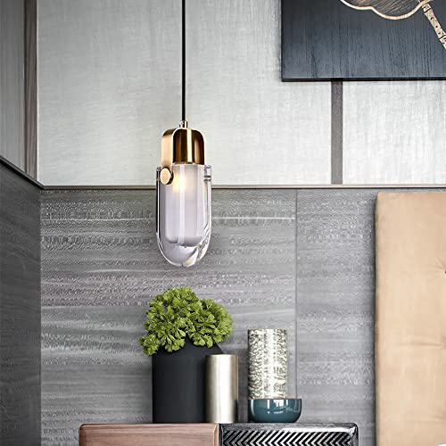 AAOTE Ceiling Pendant Lights, Postmodern Luxury Small Chandelier Minimalist Bedroom Bedside LED Crystal Long Line Hanging Lamp Dining Room Bar Counter Droplight