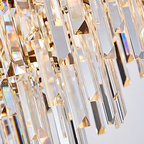 LENZRITE Black Modern Crystal Chandelier Dining Room丨Round Glass Prism Chandeliers Living Room丨Ceiling Light Fixture For Foyer Bathroom Bedroom, Entryway丨E14 Hanging Chandelier Light Fixtures