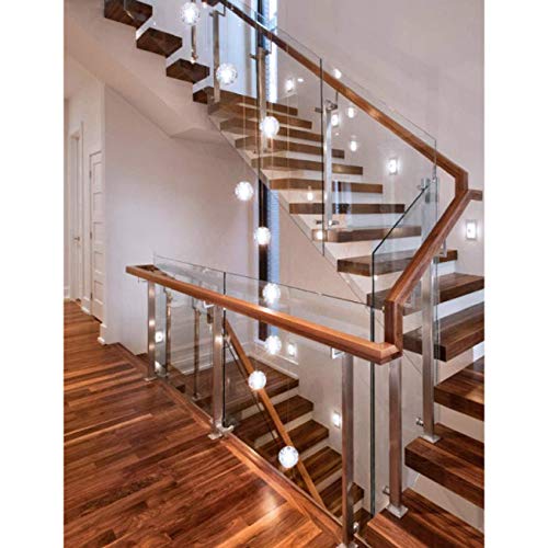 AAOTE Staircase Chandeliers 14 Glass Balls Multi Lights Living Room Pendant Light Glass Bubbles Villa Ceiling Lamp Duplex Apartment Spiral Stairs Long Chandelier,50X200cm,Included Light Bulbs