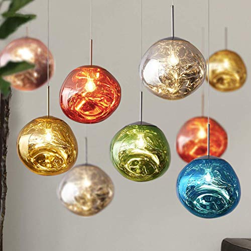 HXCD 1 x E27 lava glass pendant light, postmodernism melting glass chandeliers Melt Glass pendant lamp Irregular Design pendant lamp for living room bedroom restaurant dining room Home,Blue,28CM