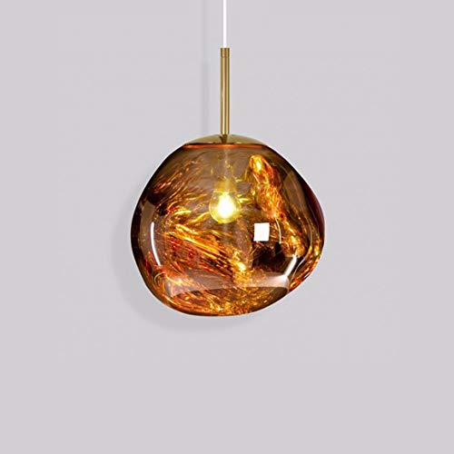 VVHUDA Modern Pendant Light Fixture, Post Modern Glass 1 Light Accent Suspended Lamp Gold Melt Pendant Lamp LED Ceiling Fixture for Living Room Bedroom Office (Color-Gold) Small Gift