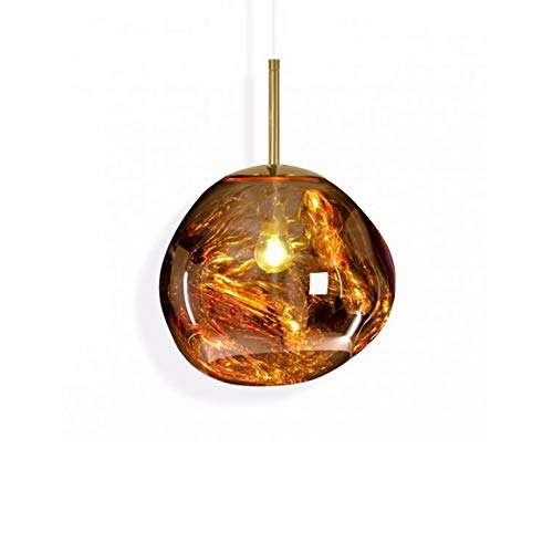 VVHUDA Modern Pendant Light Fixture, Post Modern Glass 1 Light Accent Suspended Lamp Gold Melt Pendant Lamp LED Ceiling Fixture for Living Room Bedroom Office (Color-Gold) Small Gift