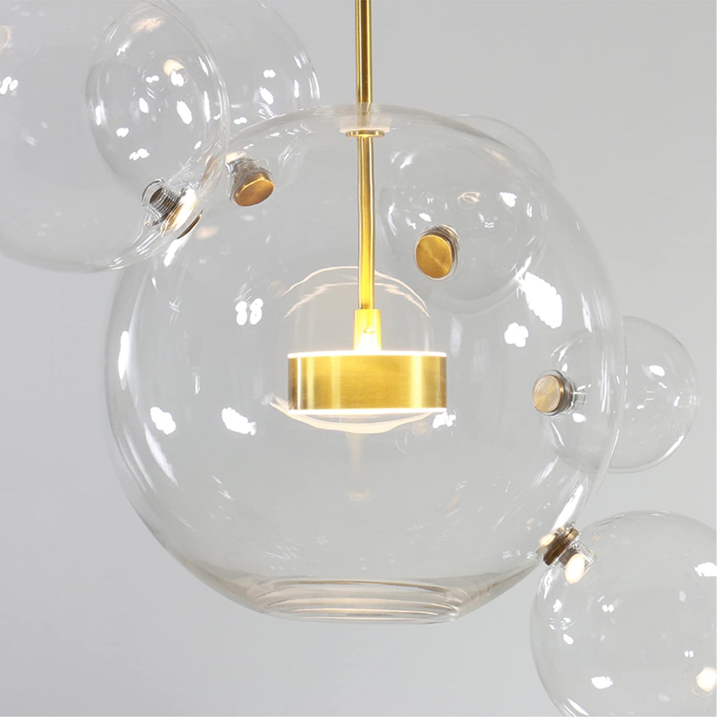 MORATER Nordic Restaurant Bubble Ball LED Bubble Glass Chandelier Bar Window Gallery Living Room Light Creative Glass Magic Bean Molecular Chandelier (3 Lights 15 Balls (Long Plate))