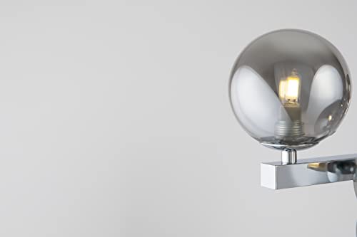 Modern Wall Light, Multi arm, Unusual & Unique, Loft Industrial Design, Large, Metal Silver Frame, 13 Grey Toned Glass lampshades, 13 Lights G9 28W 220-240V, Bulbs not Included