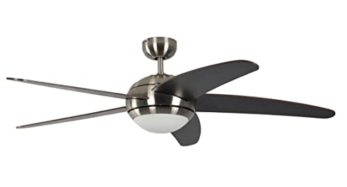 Pepeo 13432010131_v1 Ceiling Fan Melton Nickel, with Lighting, Blades Brown/wanaque incl. Remote Control, 60 W, 240 V, 132 x 132 x 38 cm