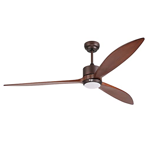 reiga 165CM Solid Wood DC Motor Outdoor Ceiling Fan with Dimming LED Light Kit, Smart Ceiling Fans with Remote Control, 6-speed, IP44, Oil-Coated Bronze