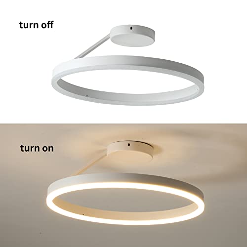 minifair Modern LED Restaurant Ceiling Light,Nordic Designer Simple Single Circle White Flush Mount Ceiling Lamp Bedroom Kitchen Home Lighting