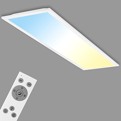 BRILONER — LED ceiling lamp, dimmable LED panel, color temperature control, incl. remote control, 24W, 2,600 lumens, white, 1000x250x60mm (LxWxH)