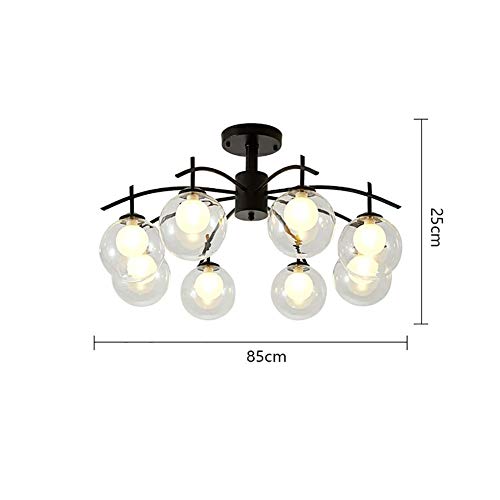 TAXXII G9 Bubble Ball Ceiling Light Double Glass Lampshade Black Branch Simple Modern Chandelier Warm Romantic Ceiling Light Fixture For Dining Room Bedroom Living Room-Black 8 head (Blac